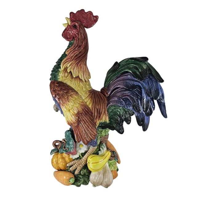 Late 20th Century Vintage Fitz and Floyd Classics Coq Du Village Large Rooster Figurine Centerpiece For Sale - Image 5 of 10