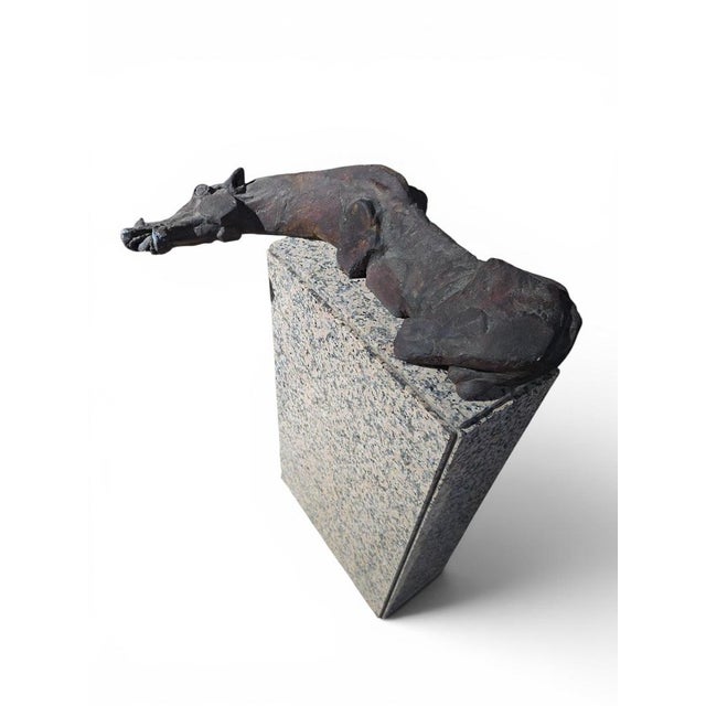 1950s Greek Horse Sculpture on Granite Base by Alfredo Lanz, Italy, 1950s For Sale - Image 5 of 12