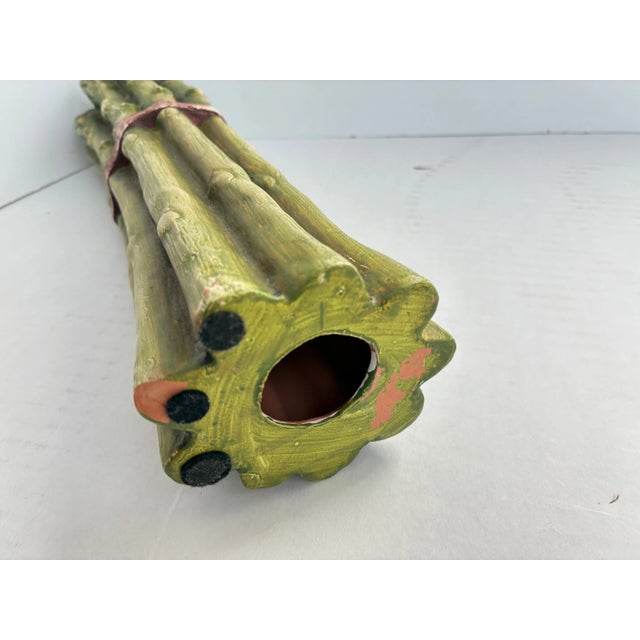 Asparagus Vintage Italian Terracotta Vegetable Sculpture Asparagus Trompe l'Oeil Kitchen Decor For Sale - Image 8 of 9