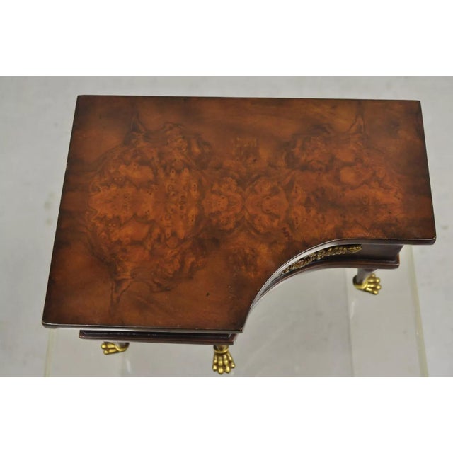 Wood Maitland Smith Style Jewelry Box Burl Walnut Baby Grand Piano Form With Brass Paw Feet For Sale - Image 7 of 11