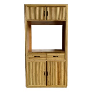 Boho Chic Coastal Bamboo and Wood Etagere/Cabinet For Sale