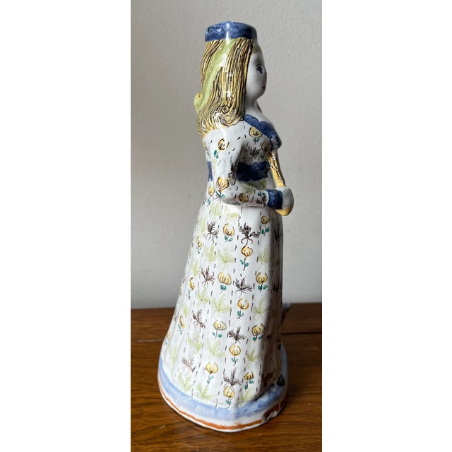 1970s Vintage Quimper Style Figurine/Candlestick-Portugal For Sale - Image 5 of 6
