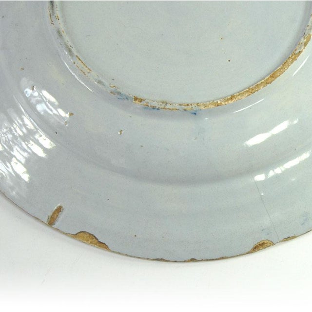 Large Dutch Delftware Blue and White Plate, 1700s For Sale - Image 9 of 10