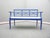 Antique Blue Bench in Leather, 1920s For Sale - Image 4 of 10