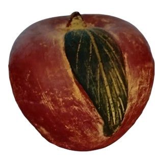 Vintage Terra Cotta Distressed Painted Giant Apple For Sale