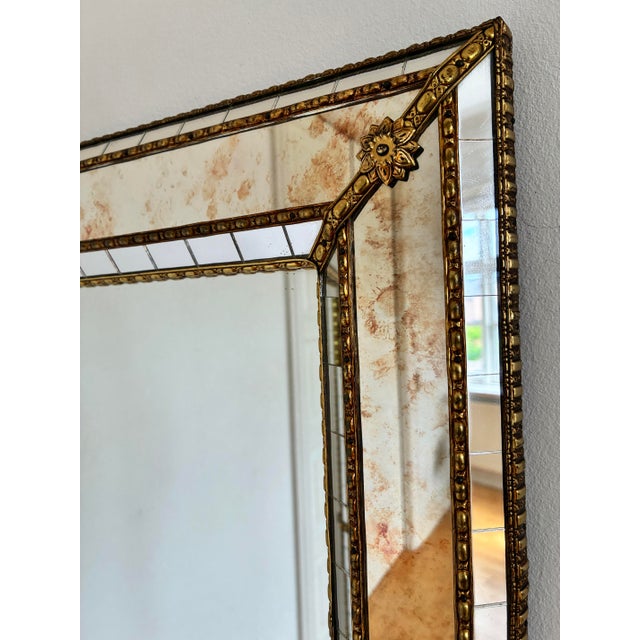 Hollywood Regency Vintage Spanish Venetian-Style Wall Mirror, Rectangular, Brass, 1980s Hollywood Regency For Sale - Image 3 of 11