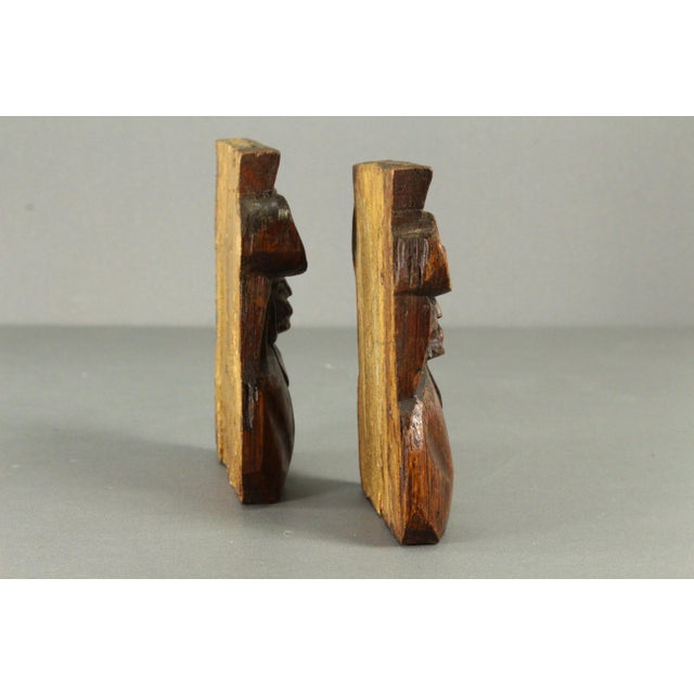 Brown Antique Carved Oak Small Panels Male Portraits Busts, English For Sale - Image 8 of 18