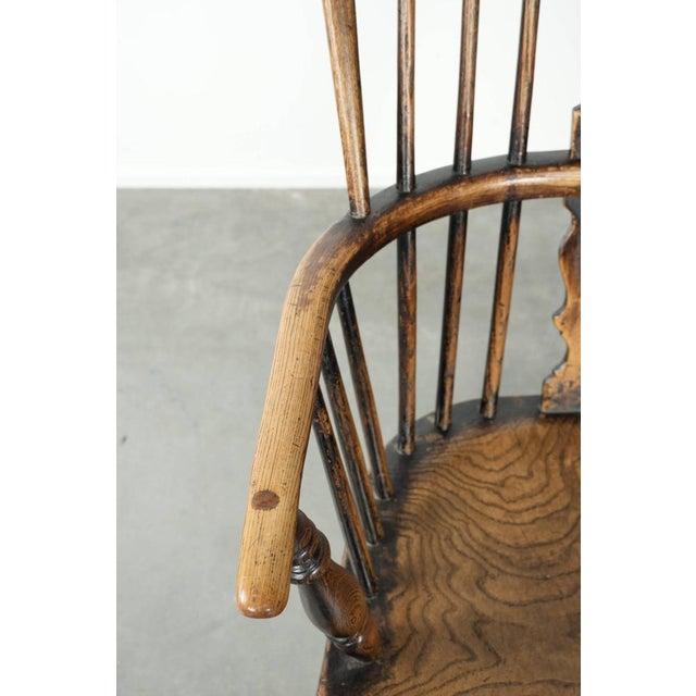 Wood Antique English Windsor Highback Chair, 1800s For Sale - Image 7 of 13