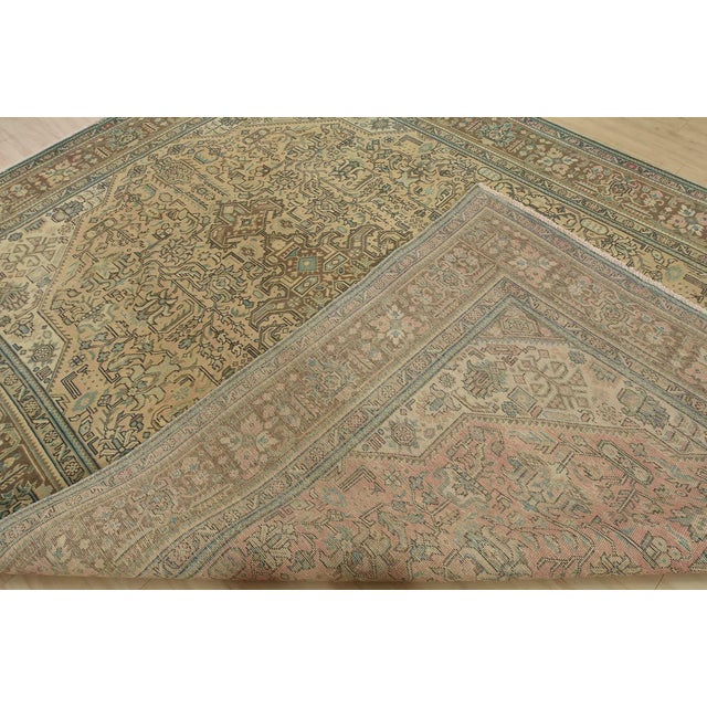 Tabriz Rug 9’8” X 12’9” Pink Wool Vintage Distressed Hand-Knotted Carpet For Sale - Image 14 of 15
