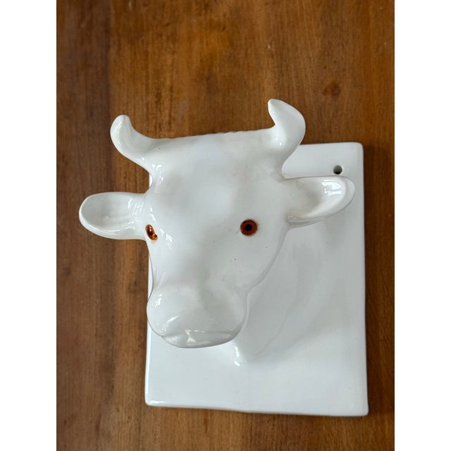1980s 1980s Folk Art Ceramic Cow Wall Hanging For Sale - Image 5 of 6
