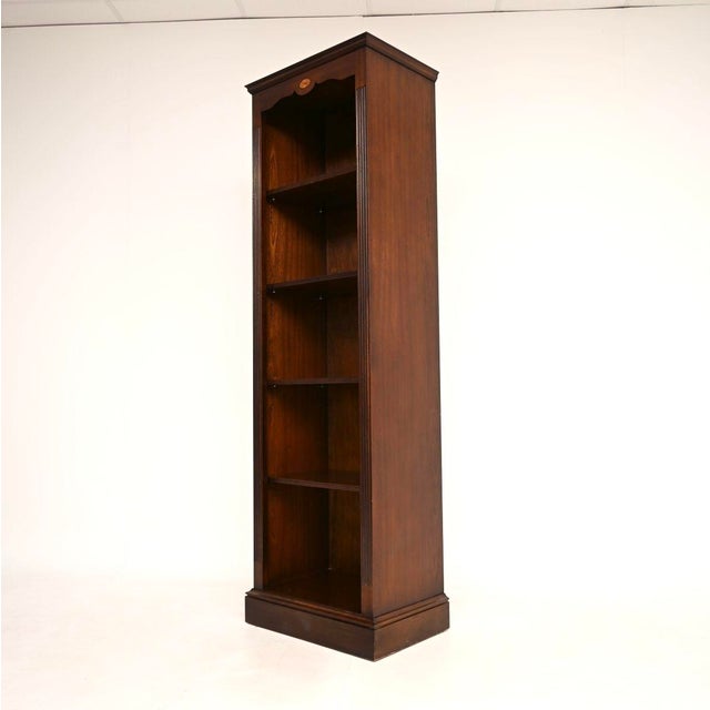 Vintage Slim Georgian Style Open Bookcase, 1950 For Sale - Image 4 of 11
