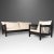 1970s White Bouclé Ebonized Barrel Back Sofa & Lounge Chair - 2 Pieces For Sale - Image 12 of 12