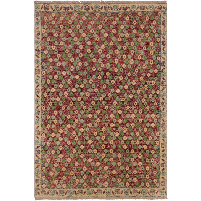 Shabby Chic Balochi Red/Beige Wool Rug - 4'0''x5'11'' For Sale - Image 11 of 11