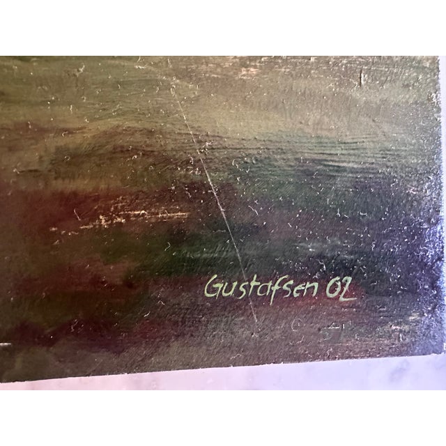 Gustafsen, Pastoral Landscape with Grazing Cows at Dusk, 2002, Oil Painting For Sale - Image 11 of 15
