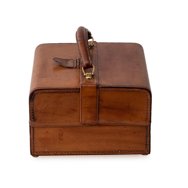 Antique Victorian Leather and Brass Jewellery Case, 1900 For Sale - Image 4 of 10