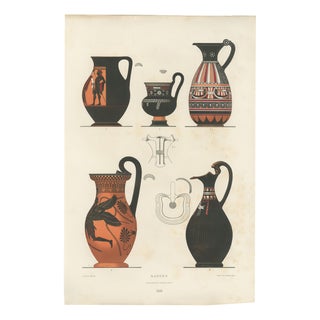 Albert Genick, Greek Jugs with Winged Figure, 1883, Lithograph For Sale