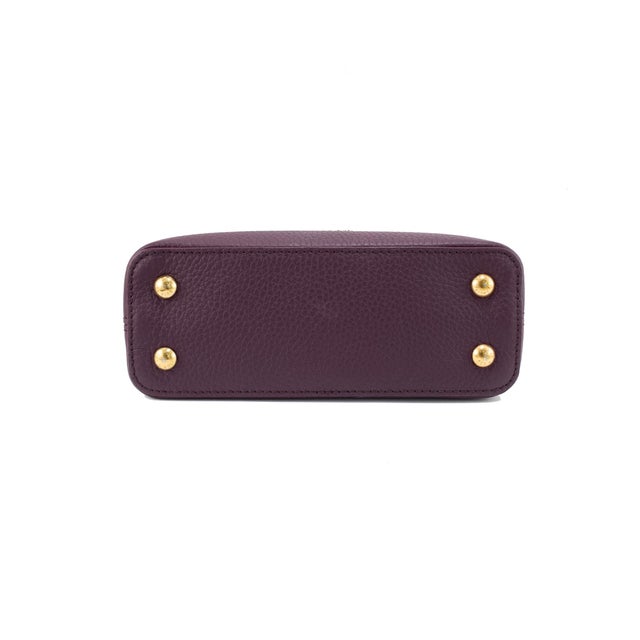 Purple Louis Vuitton Capucines Mini Taurillon Leather Python Gold Hardware Tote Bag For Sale - Image 8 of 10