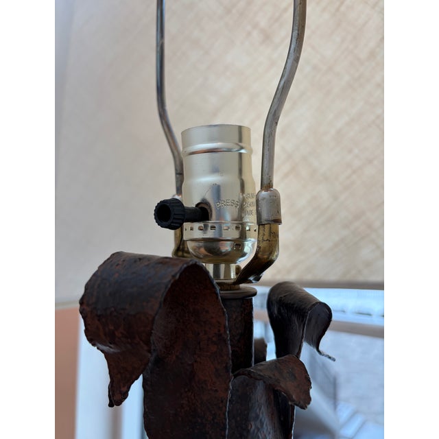 Vintage Pineapple Form Table Lamp With Hand-Forged Metal Leaves For Sale - Image 11 of 12