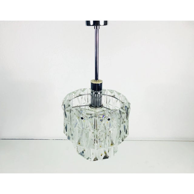 German Chrome-Plated & Crystal Ceiling Lamp from Kinkeldey, 1960s For Sale - Image 9 of 10
