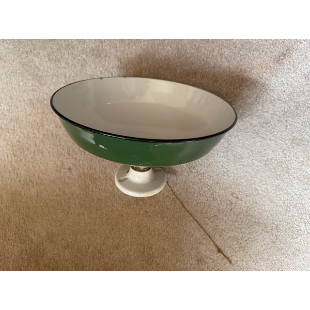 Set of 5 Vintage 1930s Benjamin Electric Manufacturing Company Green 12” Porcelain Ceramic shades. Highly sought after...