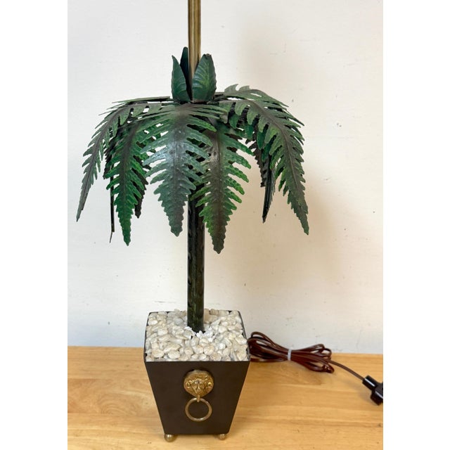 Pair of Hollywood Regency Polychromed Tole Palm Tree Topiary Lamps, Circa 1970s For Sale In West Palm - Image 6 of 14