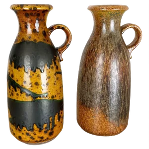 Multi-Color Pottery Fat Lava Vases from Scheurich, 1970s, Set of 2