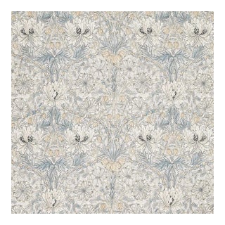 Morris & Co. Pure Honeysuckle & Tulip Sheer WW Fabric in Soft Blue/Linen For Sale