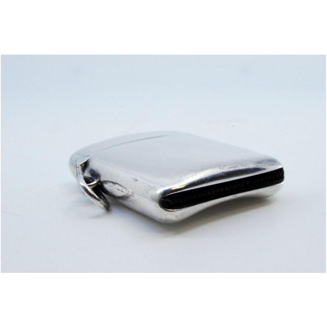 Curved Silver Matchbox with Hinged Lid and Hanging Ring For Sale - Image 6 of 7