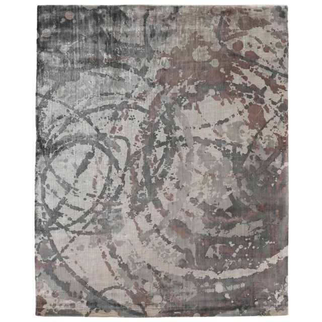 Bridgewater Hand loom Bamboo Silk Copper Multi Rug-10'x14' For Sale