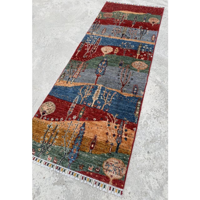 2000 - 2009 Multicolor Persian Style Gabbeh Rug Runner, 02'06 X 06'05 For Sale - Image 5 of 12