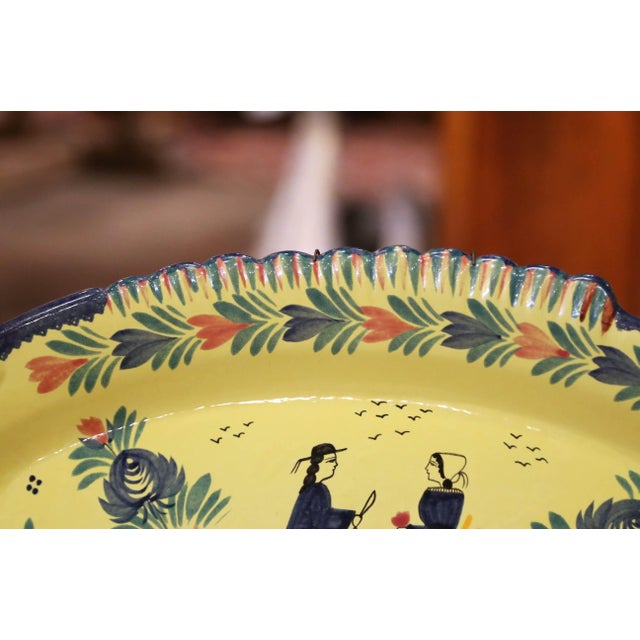 Ceramic Mid-20th Century French Hand-Painted Faience Fish Platter From Quimper For Sale - Image 7 of 10