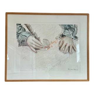 1970s Larry Rivers Big B Signs Up Ben Franklin Bicentennial Lithograph in Wood Frame For Sale