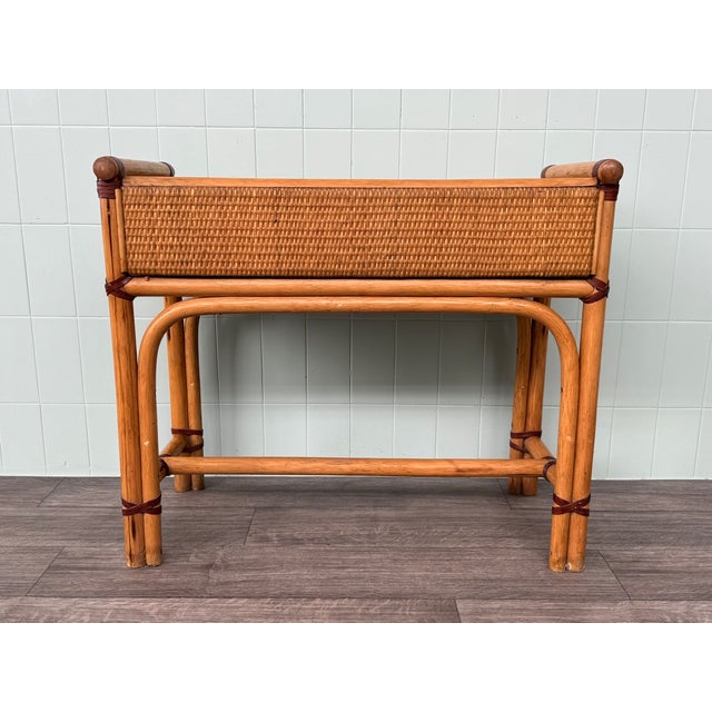 Italian Bamboo Console with 2 Drawers, 1980s For Sale - Image 3 of 11