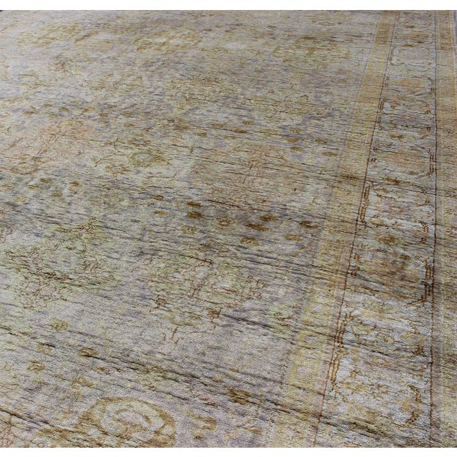 Textile Mid 20th Century Silk Turkish Sivas With All-Over Stylized Design in Gold Lavender and Cream For Sale - Image 7 of 10