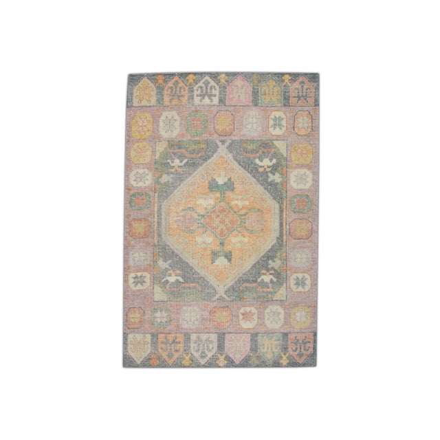 Modern Turkish Oushak Rug 4'2" x 6'3" For Sale - Image 10 of 10