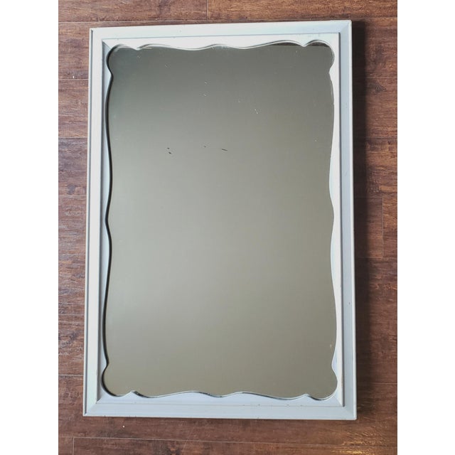 Mid-Century Modern Ethan Allen Wall Mirror - Vintage Coastal Style - Blue Frame For Sale - Image 3 of 7
