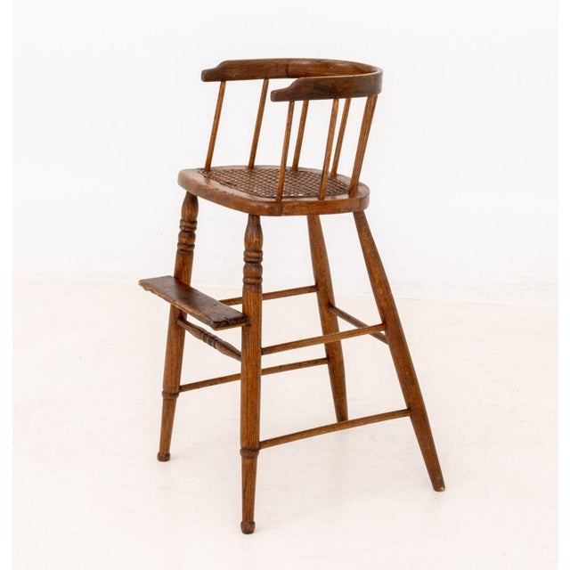 Victorian Cane-Paneled Oak Children's Chair For Sale In New York - Image 6 of 10