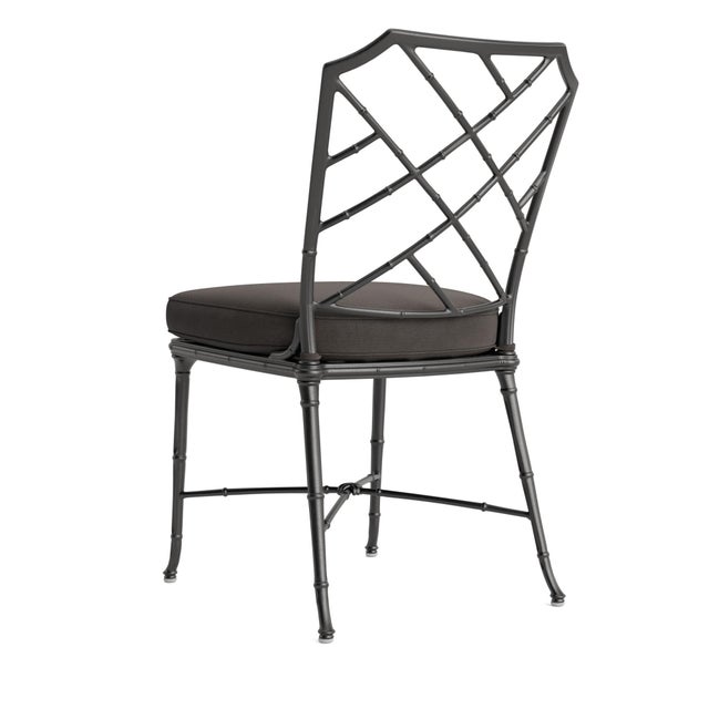 Not Yet Made - Made To Order Brown Jordan Calcutta Side Chair, Textured Pewter frame with Fusion Charcoal fabric For Sale - Image 5 of 11