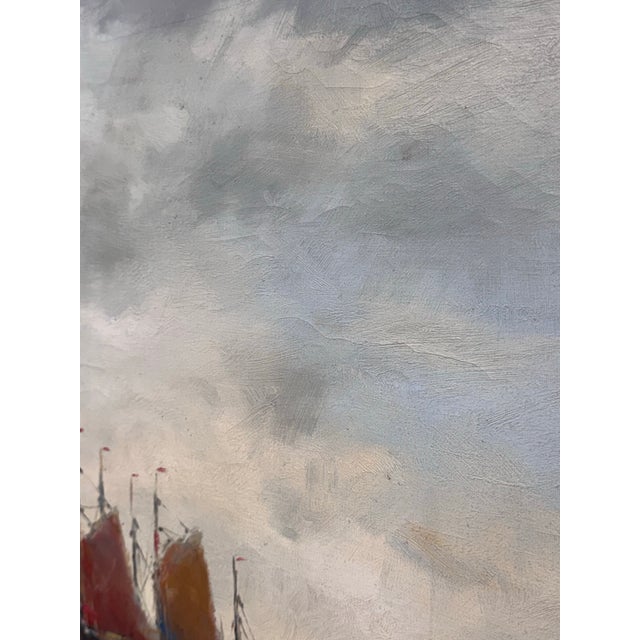 Ship Leaving Harbor Oil Painting For Sale - Image 10 of 11