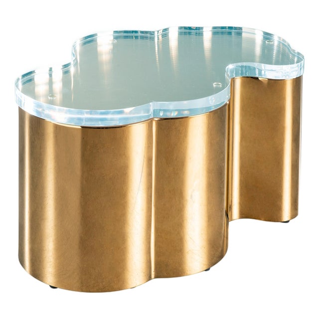 The New Kate Free Form Coffee Table in Gold With Acrylic Top For Sale