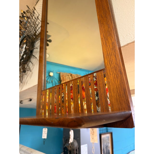 Wood 1960s Solid Walnut Mirror by Harris Strong For Sale - Image 7 of 9