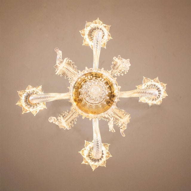 Transparent Vintage Ca’ Rezzonico Style Gold‑Infused Murano Chandelier, in the Manner of Giuseppe Briati For Sale - Image 8 of 18