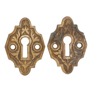 Pair of Mid 20th Century Bronze Victorian Door Keyhole Covers For Sale