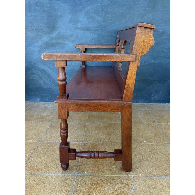 Spanish Castilian Style Oak Bench, Early 20th Century For Sale - Image 6 of 10