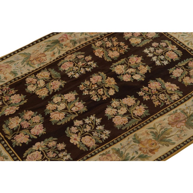Rug & Kilim Mid 18th Century Antique Bessarabian Kilim Rug in Brown With Floral Patterns From Rug & Kilim For Sale - Image 4 of 7