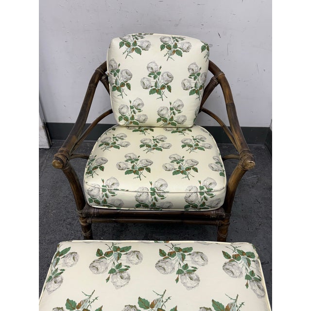 Brown McGuire Furniture Bamboo Chair + Ottoman, Circa 1970s For Sale - Image 8 of 12