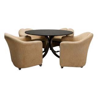 T69 Table by Osvaldo Borsani and Four Wheeled Chairs by Eugenio Gerli for Tecno, 1960s, Set of 5 For Sale