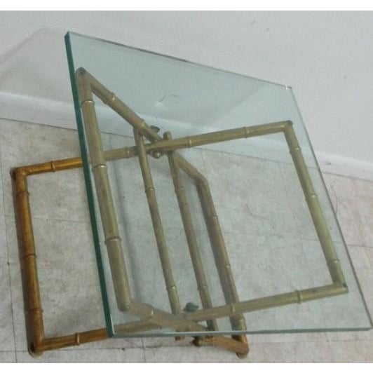 Transparent Vintage Gold Gilt Faux Bamboo Campaign X Base End Table Italian Regency A For Sale - Image 8 of 9