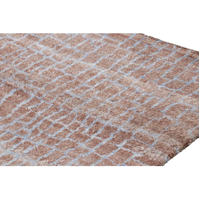 Rug & Kilim’s Modern Rug in Brown With Blue Geometric Patterns For Sale In New York - Image 6 of 8