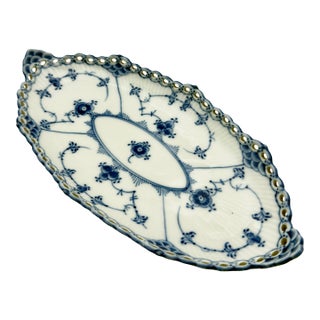 Vintage Royal Copenhagen Blue Fluted Half Lace Dish For Sale
